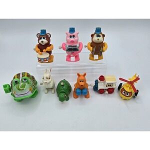9 Lot Of VINTAGE TOMY Wind Up Toys Animals Not So Grand Band & More 1970's+